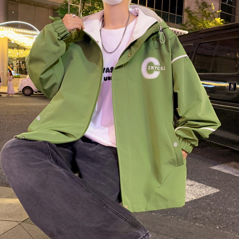 青少年秋冬装冲锋衣外套男孩初中学生加绒加厚夹克胖大童连帽棉袄