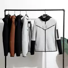 So Comfortable! Custom-Woven Air Cotton! Skin-Friendly, Soft and Stretchy! Autumn Men's Hooded Casual Color-Blocked Sweatshirt Jacket