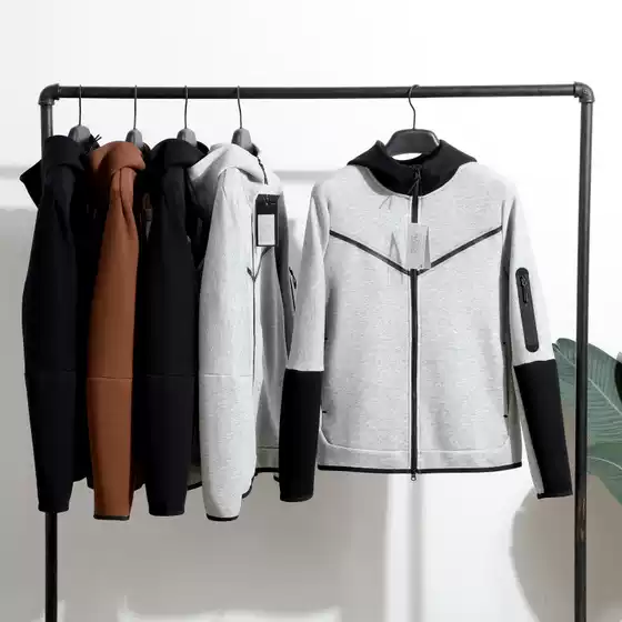 So Comfortable! Custom-Woven Air Cotton! Skin-Friendly, Soft and Stretchy! Autumn Men's Hooded Casual Color-Blocked Sweatshirt Jacket