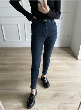 经典版ji简 土耳其jin口一体绒 加绒拉绒弹力牛仔裤九分女 秋冬