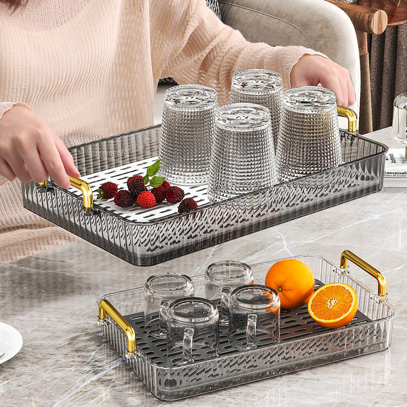 简约轻奢双层沥水托盘水杯茶盘