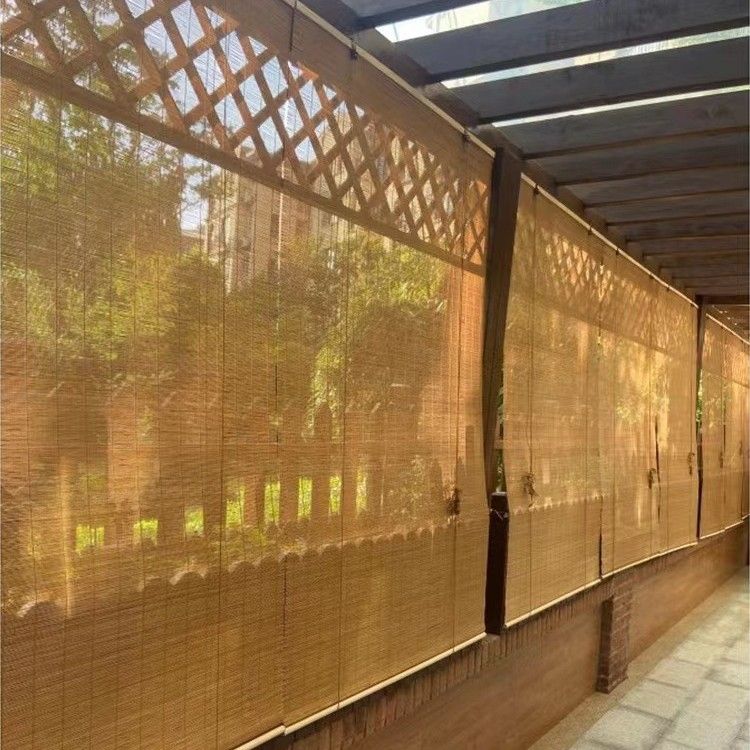 竹帘卷帘家用阳台遮光窗帘茶室隔断竹卷帘酒店民宿餐厅升降竹窗帘