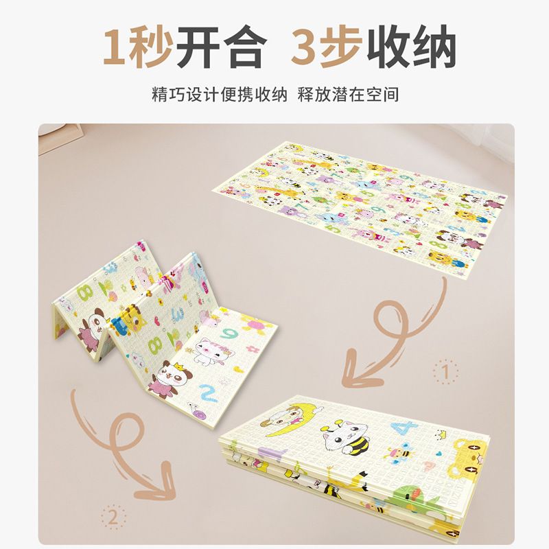 宝宝爬行垫加厚折叠款xpe爬爬垫家用婴儿爬行垫双面卡通印花地垫图片