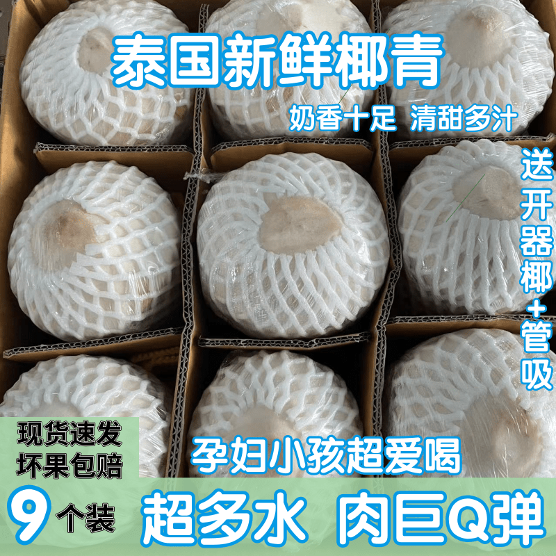 泰国椰青进口香水椰青9个单果900克整箱大果新鲜椰子孕妇小孩煲汤
