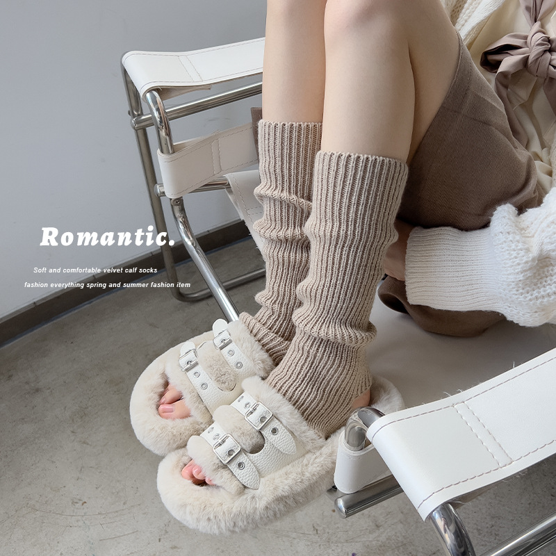 秋冬美拉德千禧年袜套针织腿套灰色中筒堆堆日系y2k保暖护腿腿套