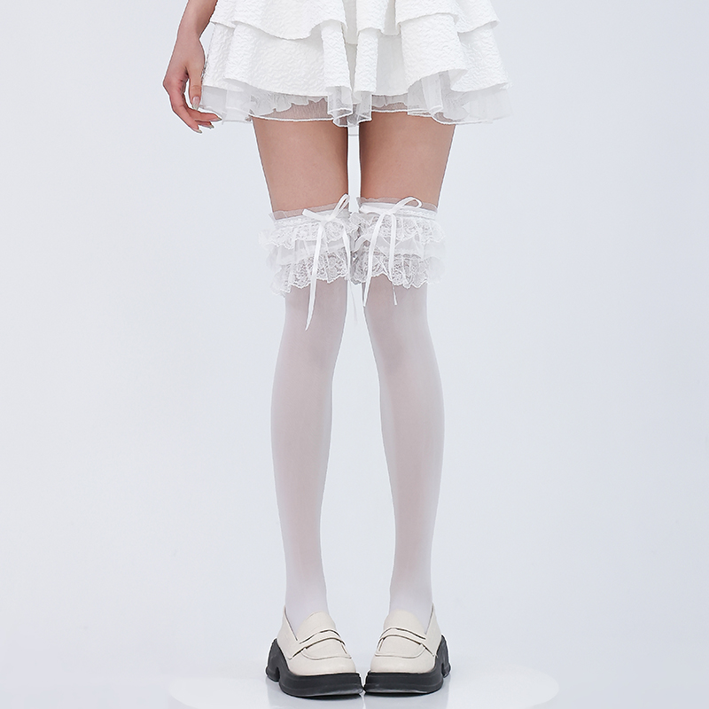 Lolita白色过膝袜夏季