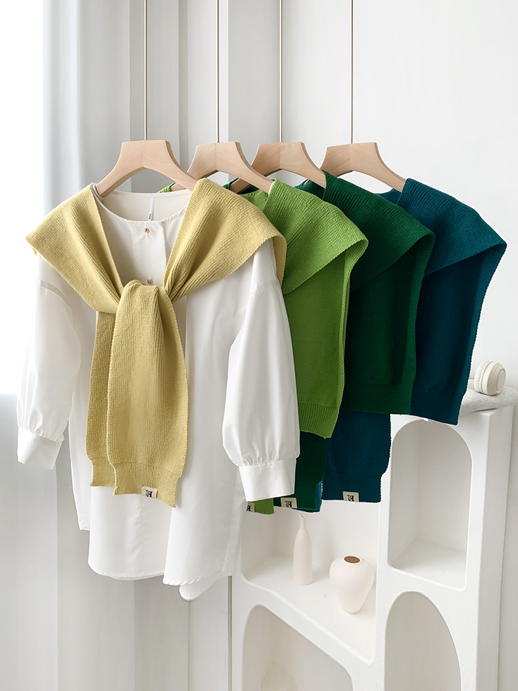 外搭女空调房2025新款春秋季针织披肩夏季小搭肩绿色搭配裙子护颈