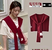 小坎肩外套 洋气净版 安可拉红色百搭纯色披肩外搭女2025新款 时尚