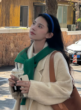 森系绿色防风针织披肩女外搭配饰洋气时尚围巾保暖搭肩百搭小坎肩