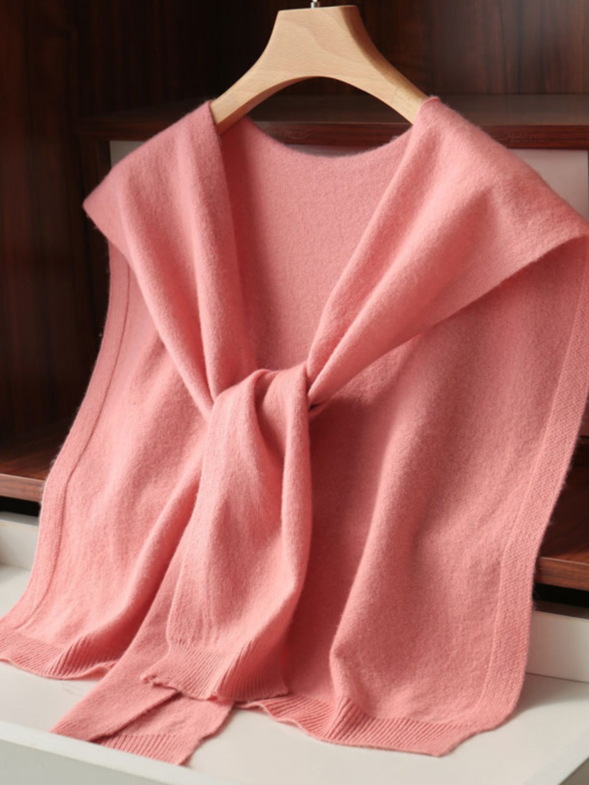 2025春秋斗篷小披肩围巾两用时尚洋气衬衫外搭毛针织衫上衣外套女