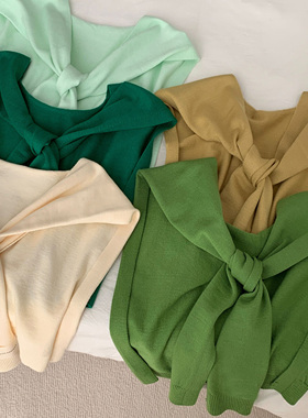 叠穿神器氛围感绿色系~韩国ins博主推荐洋派纯色针织披肩空调外搭