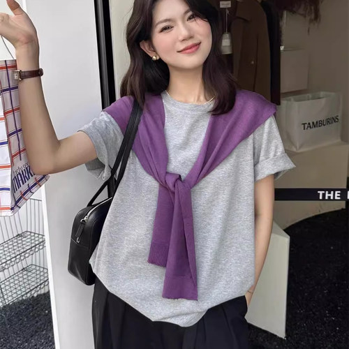 紫色针织小披肩女外搭新