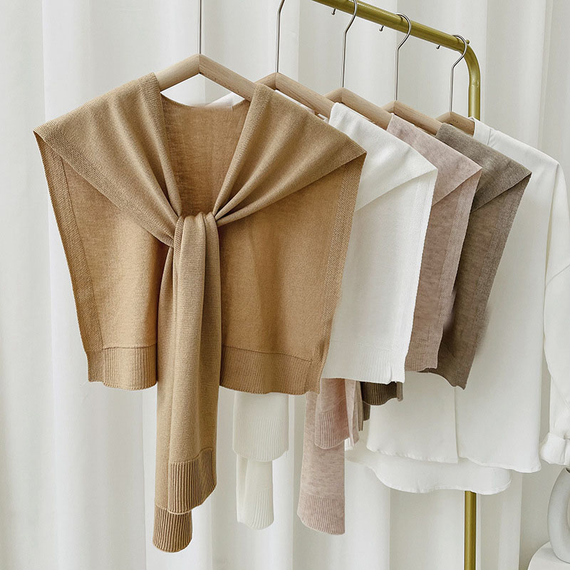韩版针织纯色披肩女2025春秋新款衬衫外搭小披肩夏季空调房假领子