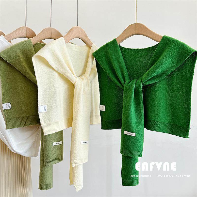 百搭纯色 时尚秋冬保暖小披肩男女外搭空调房护颈款洋气针织围巾