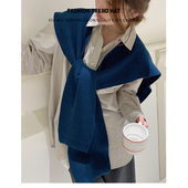 气质网红小披肩女纯色外搭衬衫 2025春秋针织假领子空调房保暖搭肩
