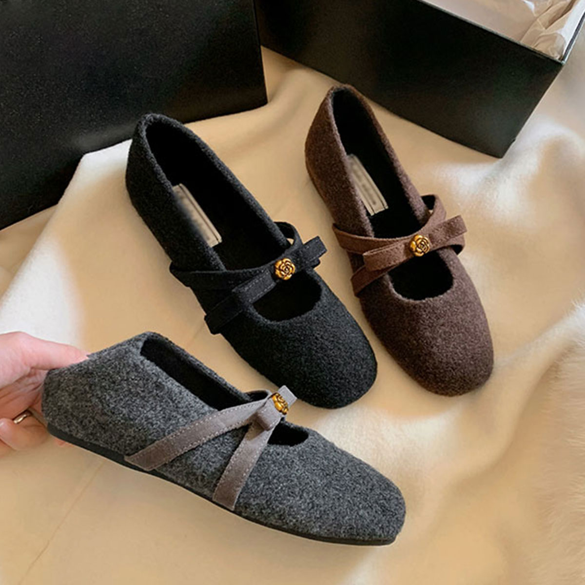 毛毛鞋通勤单鞋法式晚晚鞋