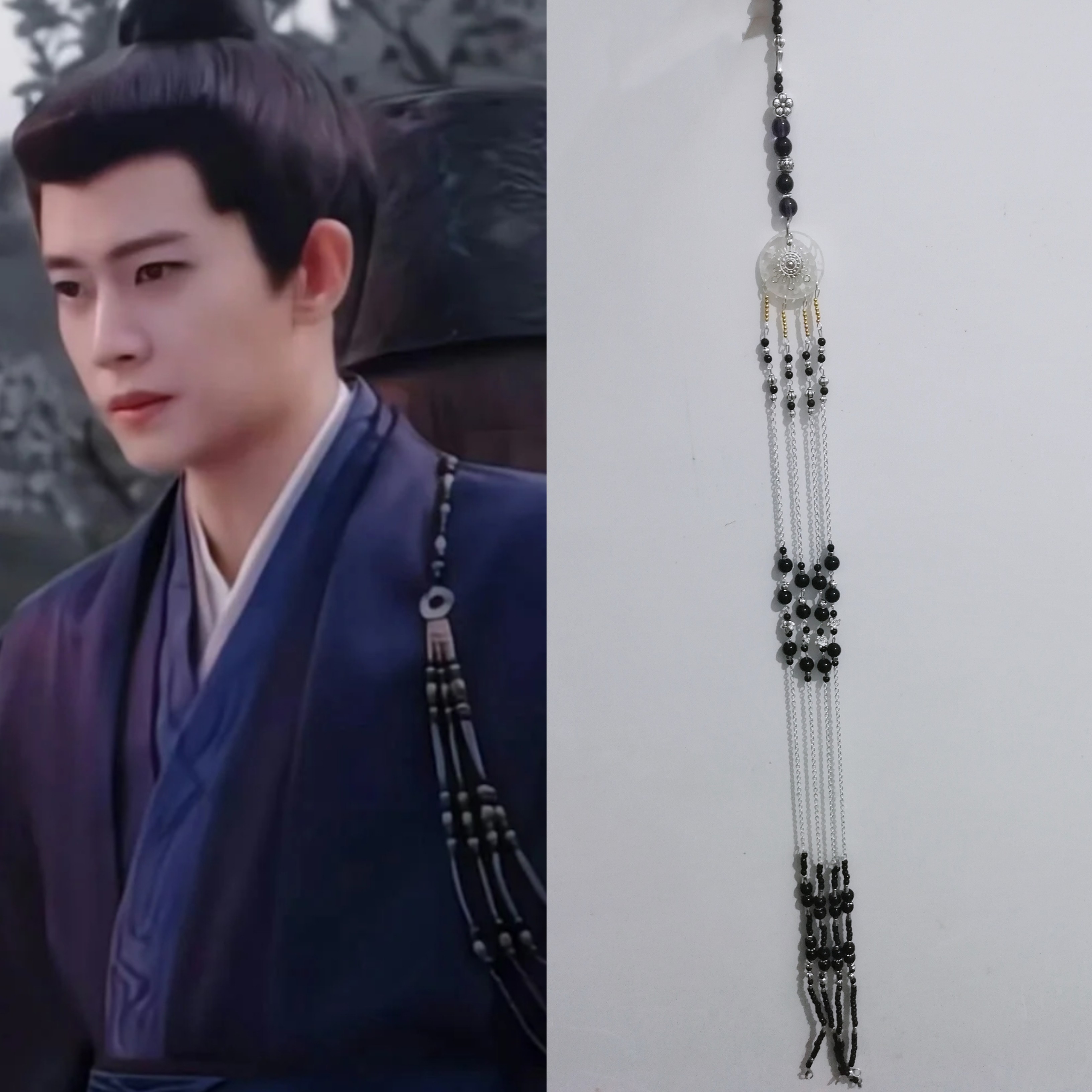 佳偶天成陆千乔任嘉伦同款多层古银服饰配件流苏古风侠客黑银配饰