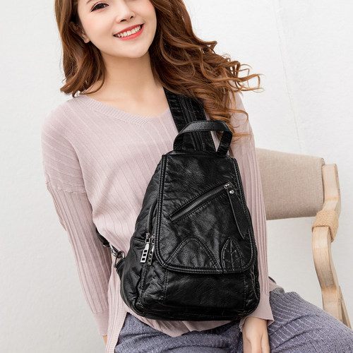 时尚多功能真皮又胸包