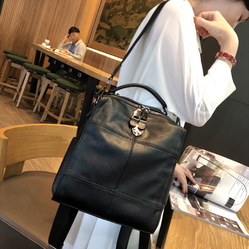 香港MTFSKAER高级感真皮妈妈双肩包女2025新款女士外出背包旅行包