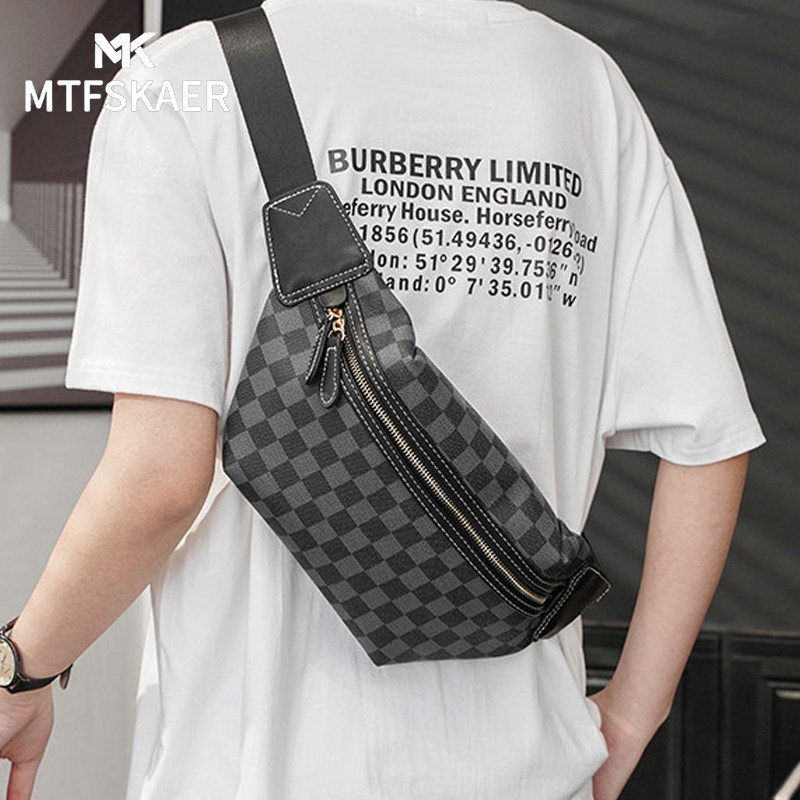 香港MTFSKAER真皮胸包情侣斜挎包