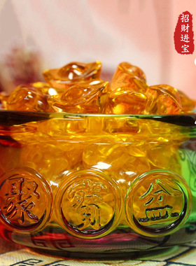 琉璃五彩聚宝盆办公室开业摆件 彩聚宝盆吉祥物摆设批发