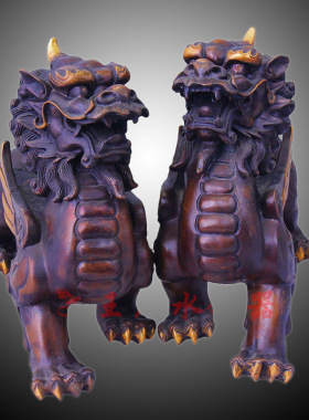 黄铜独角貔貅摆件 独角对怪兽  貔貅一对家居用品摆件精致工艺品