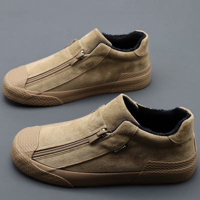 男鞋冬季加绒保暖棉鞋男2025新款低帮百搭男士休闲板鞋潮布鞋男款