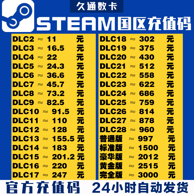 自动秒发 中国区steam充值卡Steam余额钱包码 国区余额黑神话悟空