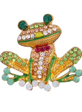 新款满钻珐琅青蛙胸针 黄色动物胸花衣饰