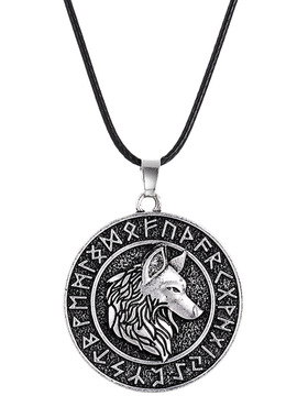 新款北欧维京海盗奥丁坐骑凯尔特狼鲁纳文吊坠复古符文项链饰品