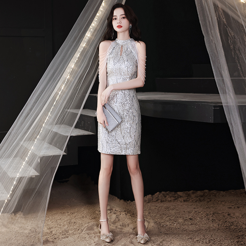 高端小晚礼服女短款2025新款宴会气质名媛轻奢法式仙气洋装连衣裙