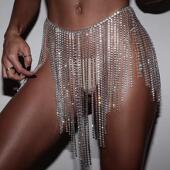 欧美时尚 身体链腰饰女 个性 性感满钻肚皮舞流苏腰链 闪亮水钻长款