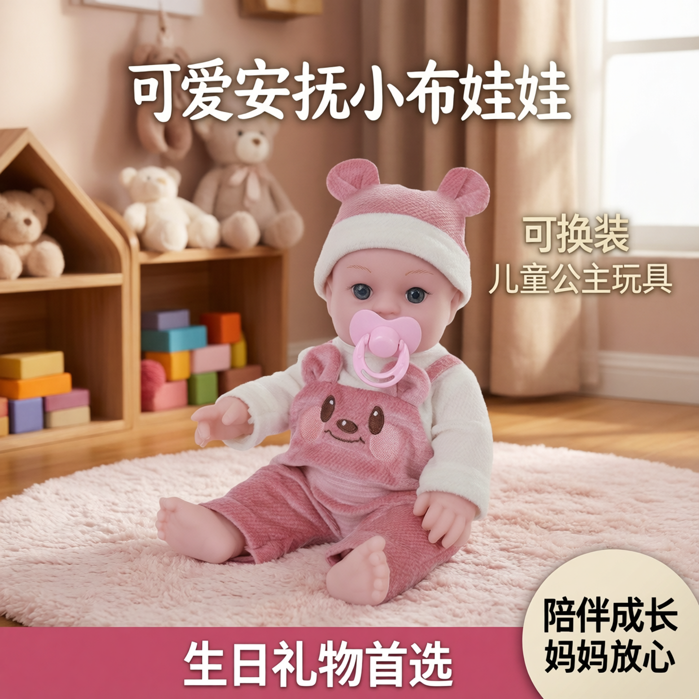 可爱安抚婴儿玩偶公仔小布洋娃娃可换装儿童公主女孩玩具生日礼物