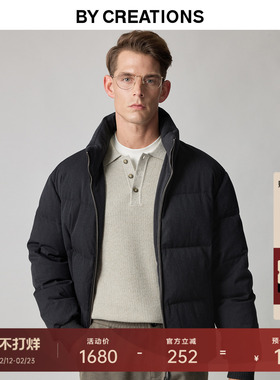 柏品重磅鹅绒加厚面包款羽绒服男2025冬款复古短款保暖防风外套