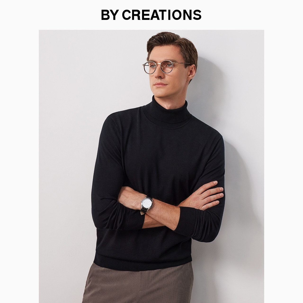 【可机洗】柏品16针高领纯羊毛衣男士商务休闲易打理打底修身毛衫