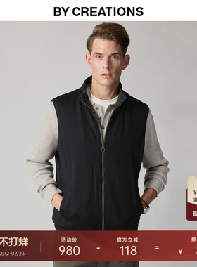 柏品双面穿羊毛立领白鹅绒马甲男款2025冬款新羽绒男内胆内搭上衣