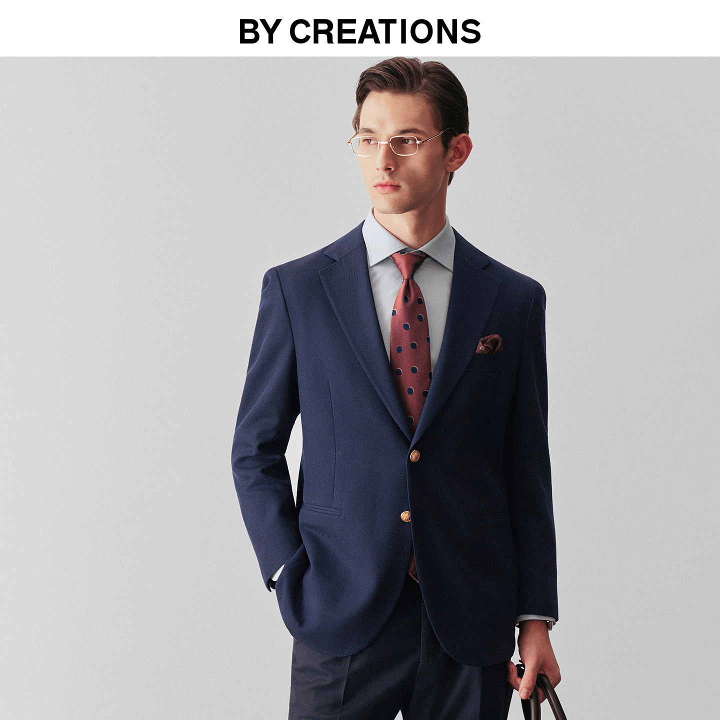 柏品纯羊毛双排扣西服男高克重挺括垂顺修身布雷泽海军外套单西装