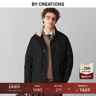 柏品白鹅绒立领羽绒服男2025冬新款可拆卸复古老钱风保暖防风外套