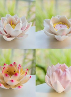 花儿陶瓷香插仿真桌面摆件