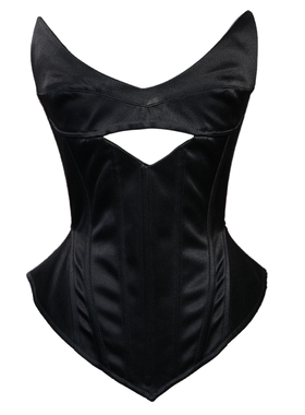 欧美ins黑色丁鱼骨胸衣哥特corset性感V胸镂空束身衣辣妹束腰显瘦