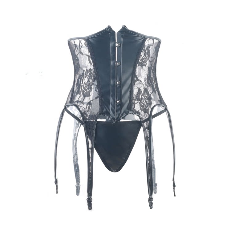 皮内衣性感腰封短款束腰胸下收腹马甲塑身衣美体袜带透气蕾丝上衣