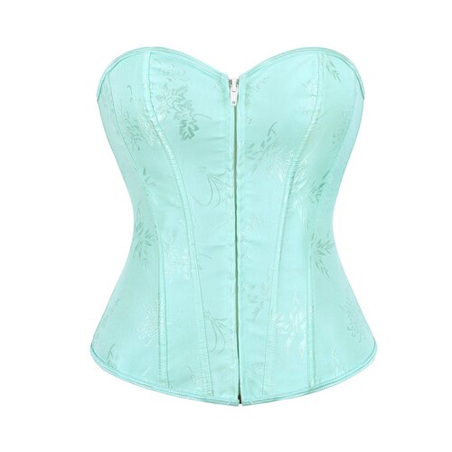 女薄荷绿提花拉链束身衣收腹束腰