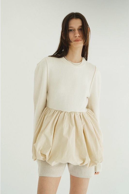 【拍下不退】国内现货CLANE25秋冬新款拼接气球拼接针织衫