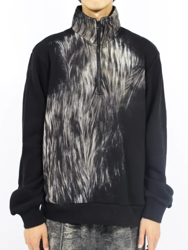 【拍下不退】国内现货TAAKK25秋冬印花宽松半拉链立领卫衣