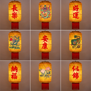 竹编油纸灯笼仿古中式朱光钰火锅店港式茶餐厅仿古潮汕灯笼吊灯