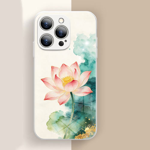苹果手机壳OPPO华为VIVO荷花水墨