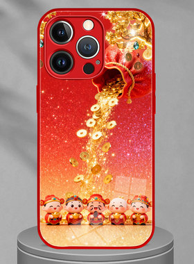 适用iphone17Promax手机壳苹果16E保护套VIVOIQOONEO11过年红色财神福袋OPPORealmeGT8pro一加ACE6华为nova14