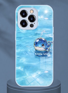 适用iphone17苹果15plus宝石小鲸鱼简约时尚轻奢VIVOY500I手机壳OPPOReno15C玻璃华为mate80荣耀magic8proair
