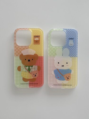 家庭好物｜厨师棕熊 米菲兔情侣苹果手机壳