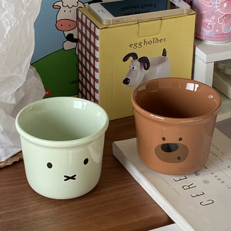 可爱小清新薄荷绿小兔陶瓷马克杯水杯 ins小熊咖啡杯情侣米饭碗